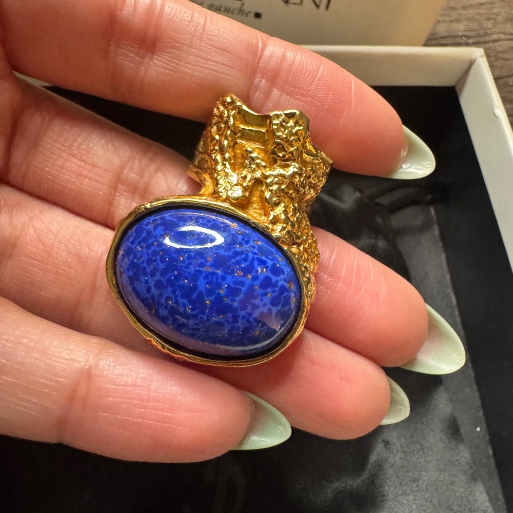 YSL Arty Ring Sz 6 in Lapis Blue